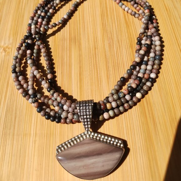 Jay King DTR 5 strand Jasper necklace and Jasper pendant 925 sterling silver, - Picture 12 of 12